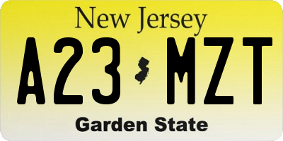 NJ license plate A23MZT