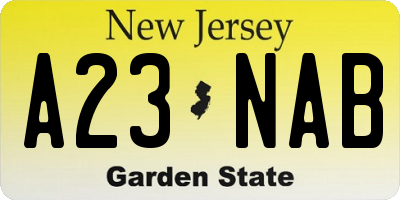 NJ license plate A23NAB