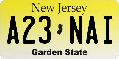 NJ license plate A23NAI