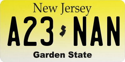 NJ license plate A23NAN