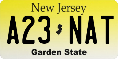 NJ license plate A23NAT