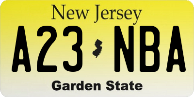 NJ license plate A23NBA