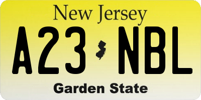 NJ license plate A23NBL