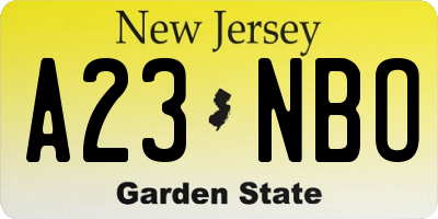 NJ license plate A23NBO