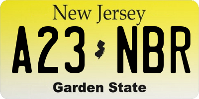 NJ license plate A23NBR