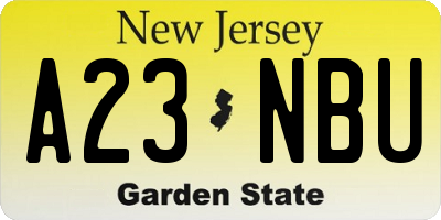 NJ license plate A23NBU