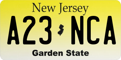 NJ license plate A23NCA