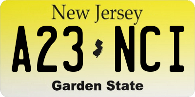 NJ license plate A23NCI