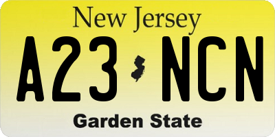 NJ license plate A23NCN