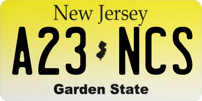 NJ license plate A23NCS