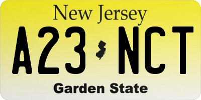 NJ license plate A23NCT