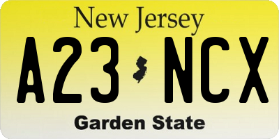 NJ license plate A23NCX