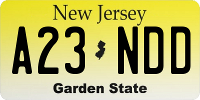 NJ license plate A23NDD