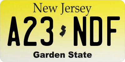 NJ license plate A23NDF