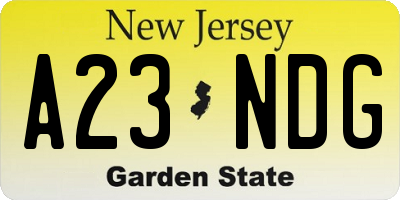 NJ license plate A23NDG