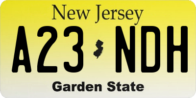 NJ license plate A23NDH