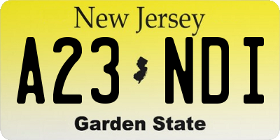 NJ license plate A23NDI