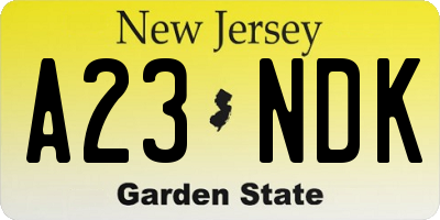 NJ license plate A23NDK