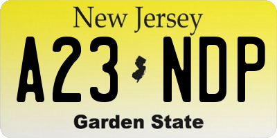 NJ license plate A23NDP