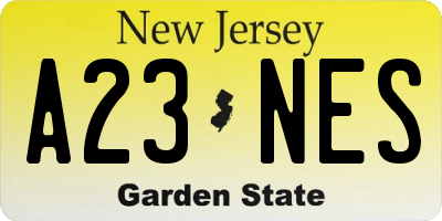 NJ license plate A23NES