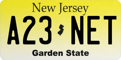NJ license plate A23NET