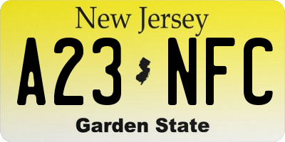 NJ license plate A23NFC