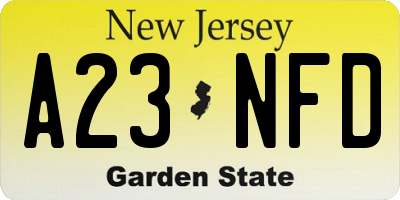 NJ license plate A23NFD