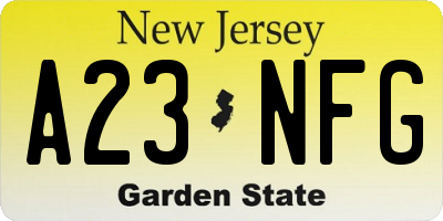 NJ license plate A23NFG