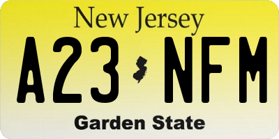 NJ license plate A23NFM