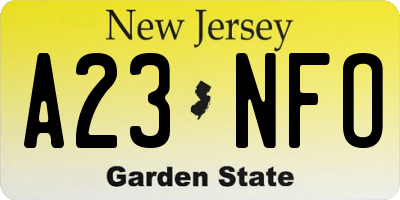 NJ license plate A23NFO