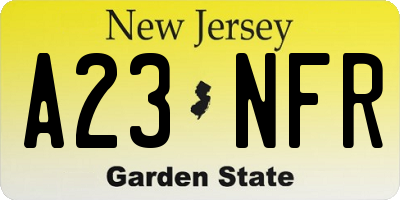 NJ license plate A23NFR
