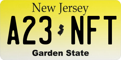 NJ license plate A23NFT