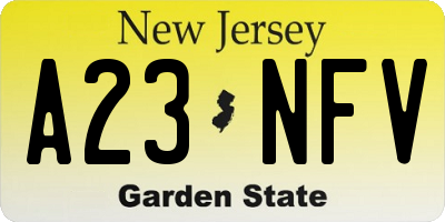 NJ license plate A23NFV
