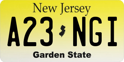 NJ license plate A23NGI