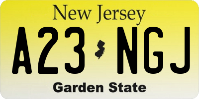 NJ license plate A23NGJ