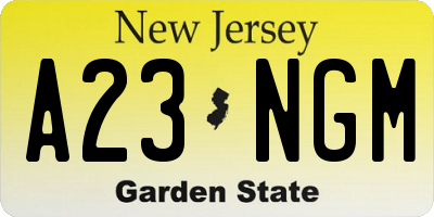 NJ license plate A23NGM