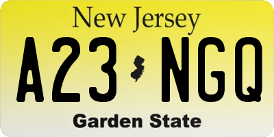 NJ license plate A23NGQ
