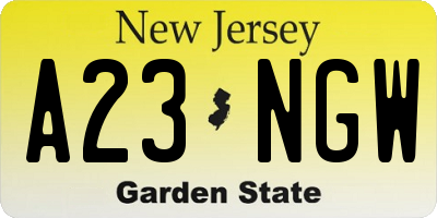 NJ license plate A23NGW