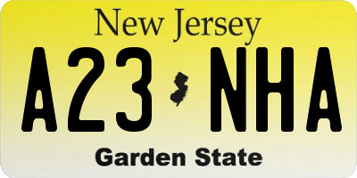 NJ license plate A23NHA
