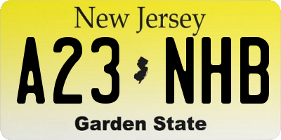 NJ license plate A23NHB