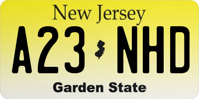 NJ license plate A23NHD
