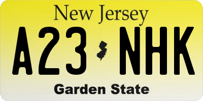 NJ license plate A23NHK