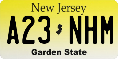 NJ license plate A23NHM