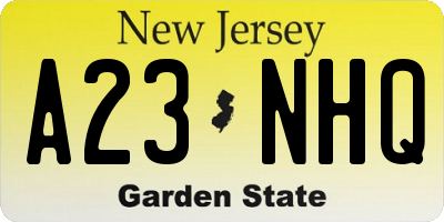 NJ license plate A23NHQ