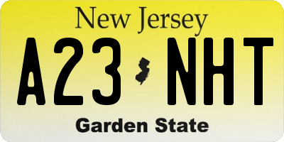 NJ license plate A23NHT
