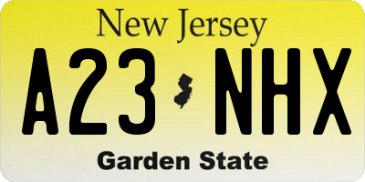 NJ license plate A23NHX