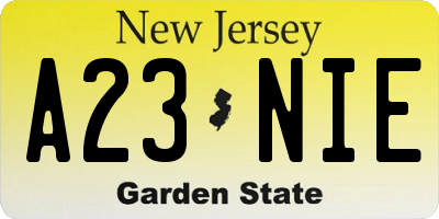 NJ license plate A23NIE