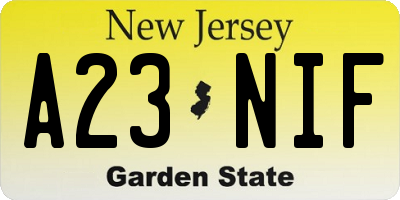 NJ license plate A23NIF