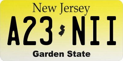 NJ license plate A23NII