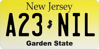 NJ license plate A23NIL